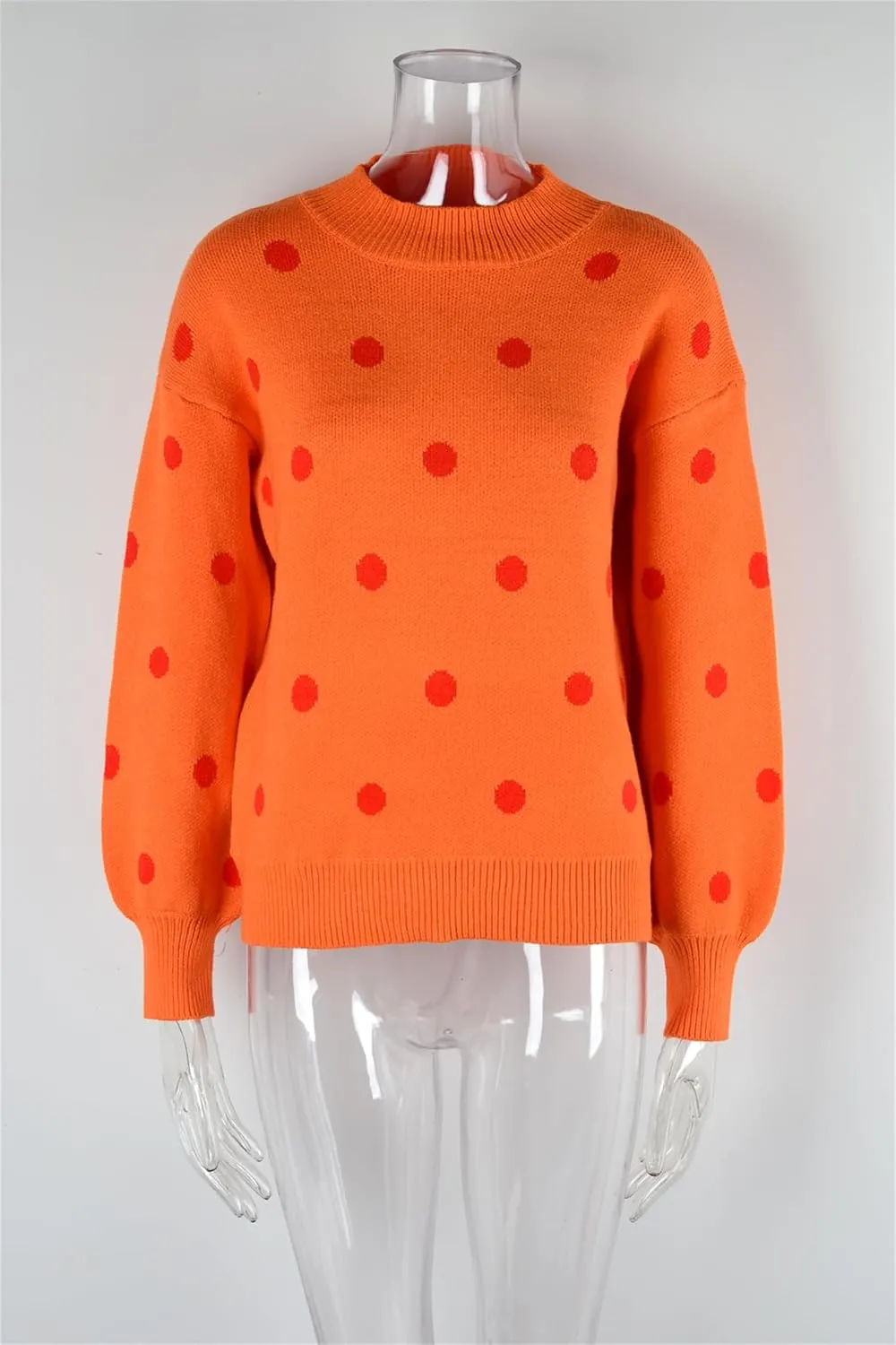 Womens Autumn Winter Sweaters Warm Comfortable Pullovers Casual Fashion Cardigans Ladies Polka Dot Knit Sweater