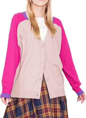 Women's Cardigan Multicolor Block Design Soft and Comfortable Button Down Sweater in Catchy Color Scheme