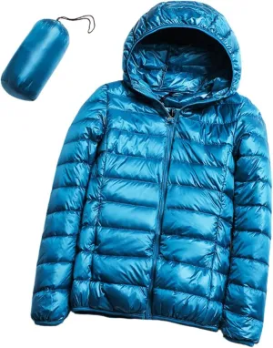 Women's Hooded Down Jacket Lightweight Puffer Packable Casual Coat Outwear