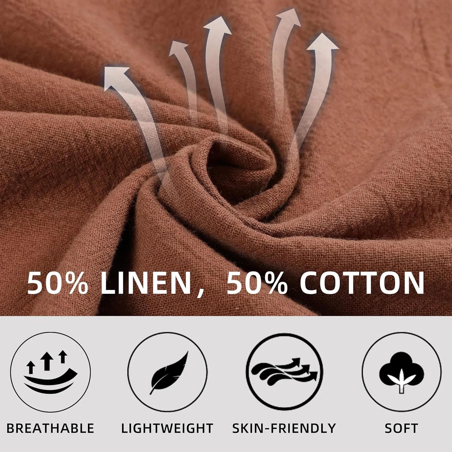Womens Linen Pants Wide Leg High Waisted Drawstring Casual Flowy Pants with Pockets