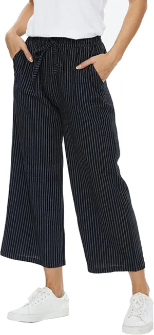 Womens Linen Pants Wide Leg High Waisted Drawstring Casual Flowy Pants with Pockets
