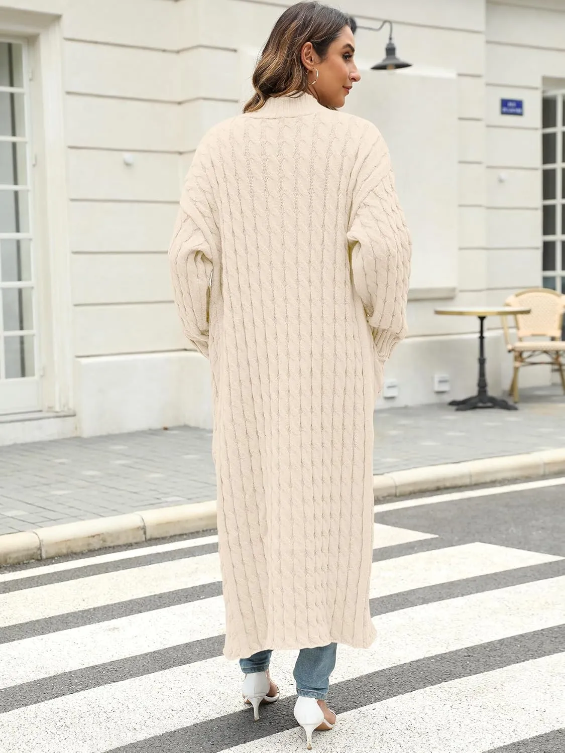 Womens Long Cardigan Sweater Open Front Long Sleeve Chunky Cable Knit Duster Outerwear Maxi 2024 Fall Jacket Coats