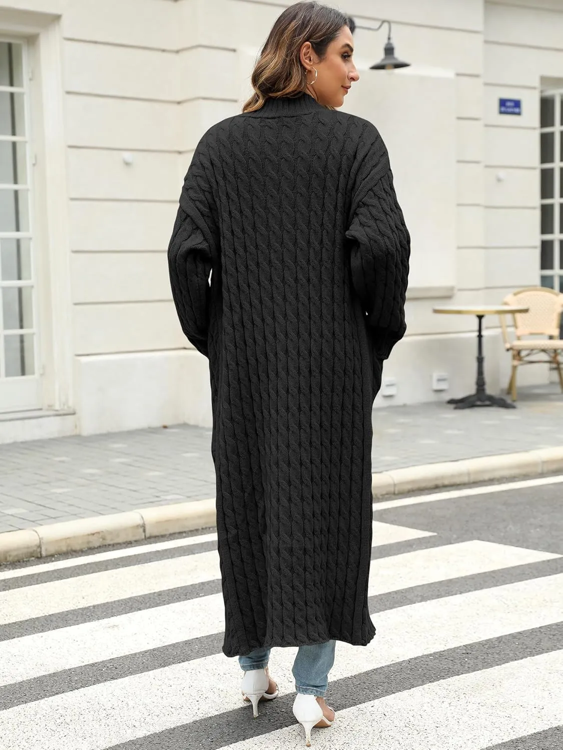 Womens Long Cardigan Sweater Open Front Long Sleeve Chunky Cable Knit Duster Outerwear Maxi 2024 Fall Jacket Coats