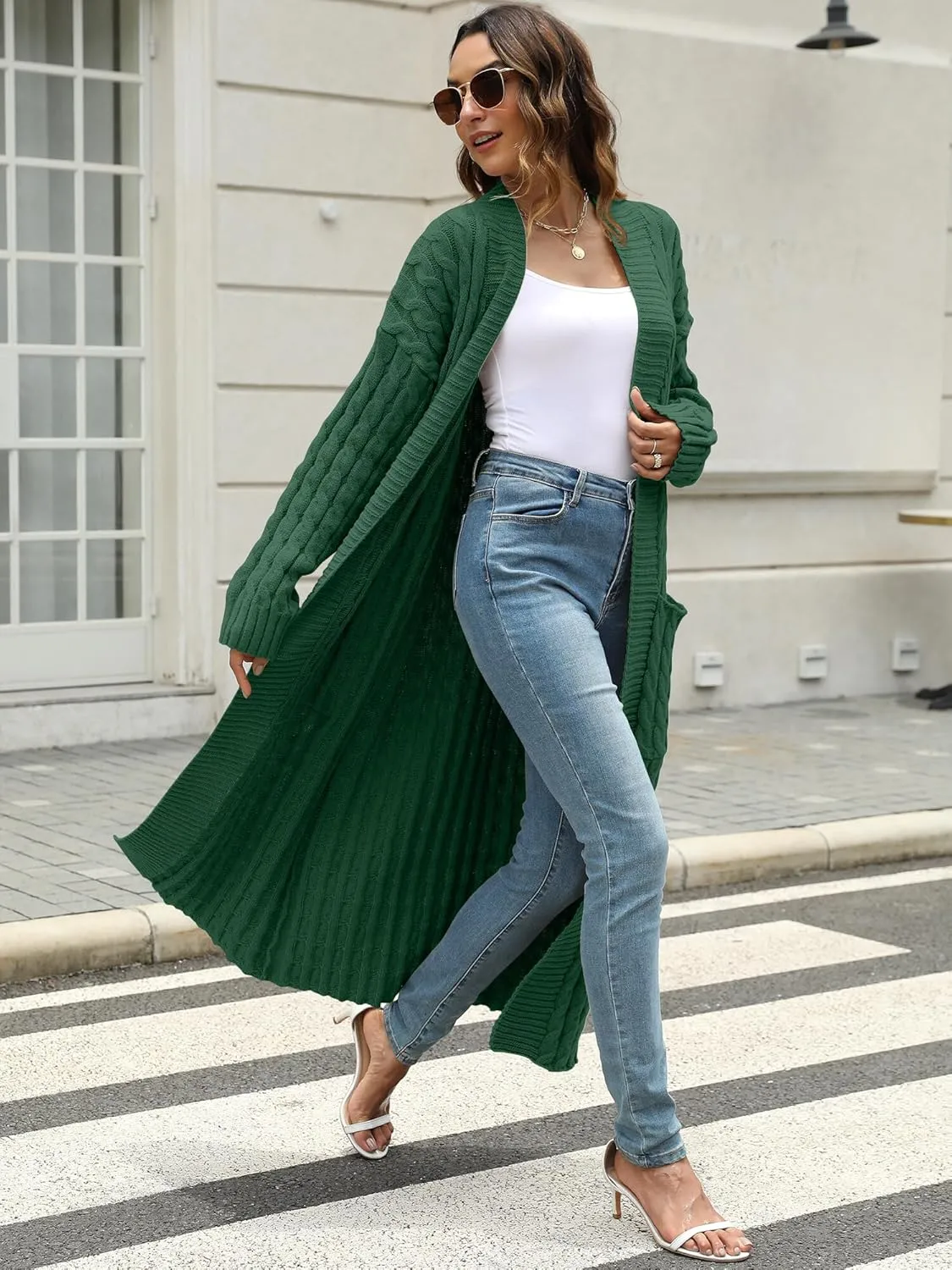 Womens Long Cardigan Sweater Open Front Long Sleeve Chunky Cable Knit Duster Outerwear Maxi 2024 Fall Jacket Coats