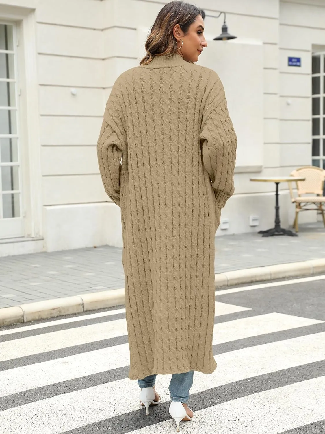 Womens Long Cardigan Sweater Open Front Long Sleeve Chunky Cable Knit Duster Outerwear Maxi 2024 Fall Jacket Coats