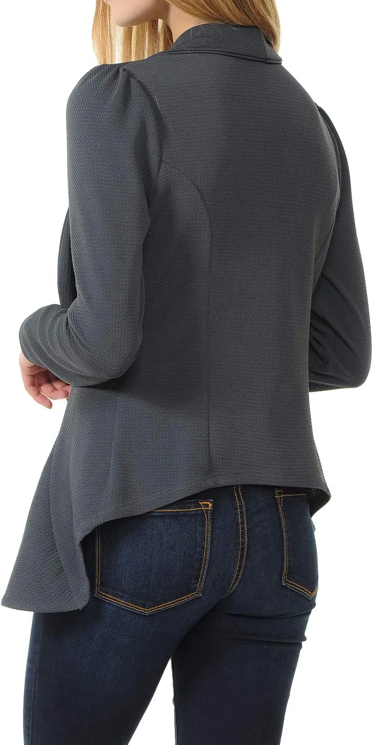 Women's Long Sleeve Classic Draped Open Front Lightweight Blazer(S-3XL)