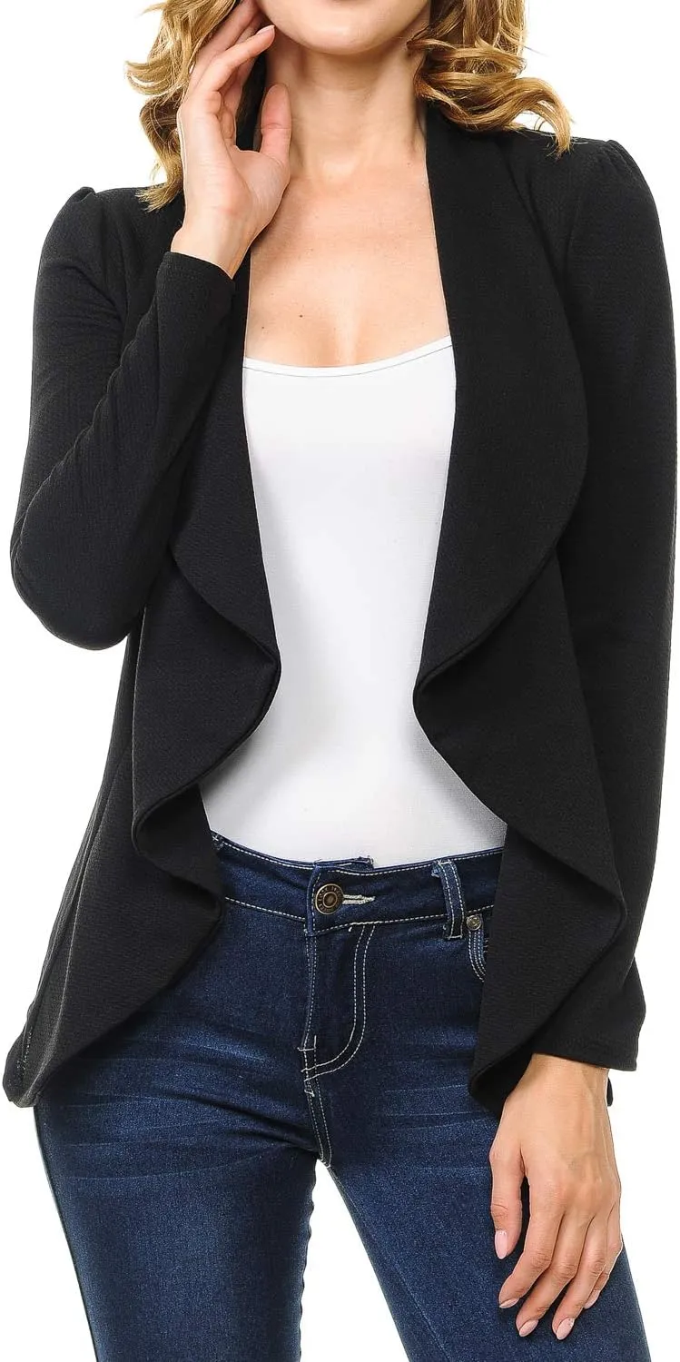 Women's Long Sleeve Classic Draped Open Front Lightweight Blazer(S-3XL)