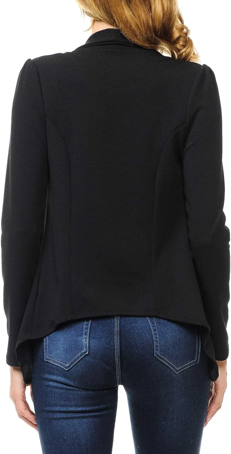 Women's Long Sleeve Classic Draped Open Front Lightweight Blazer(S-3XL)