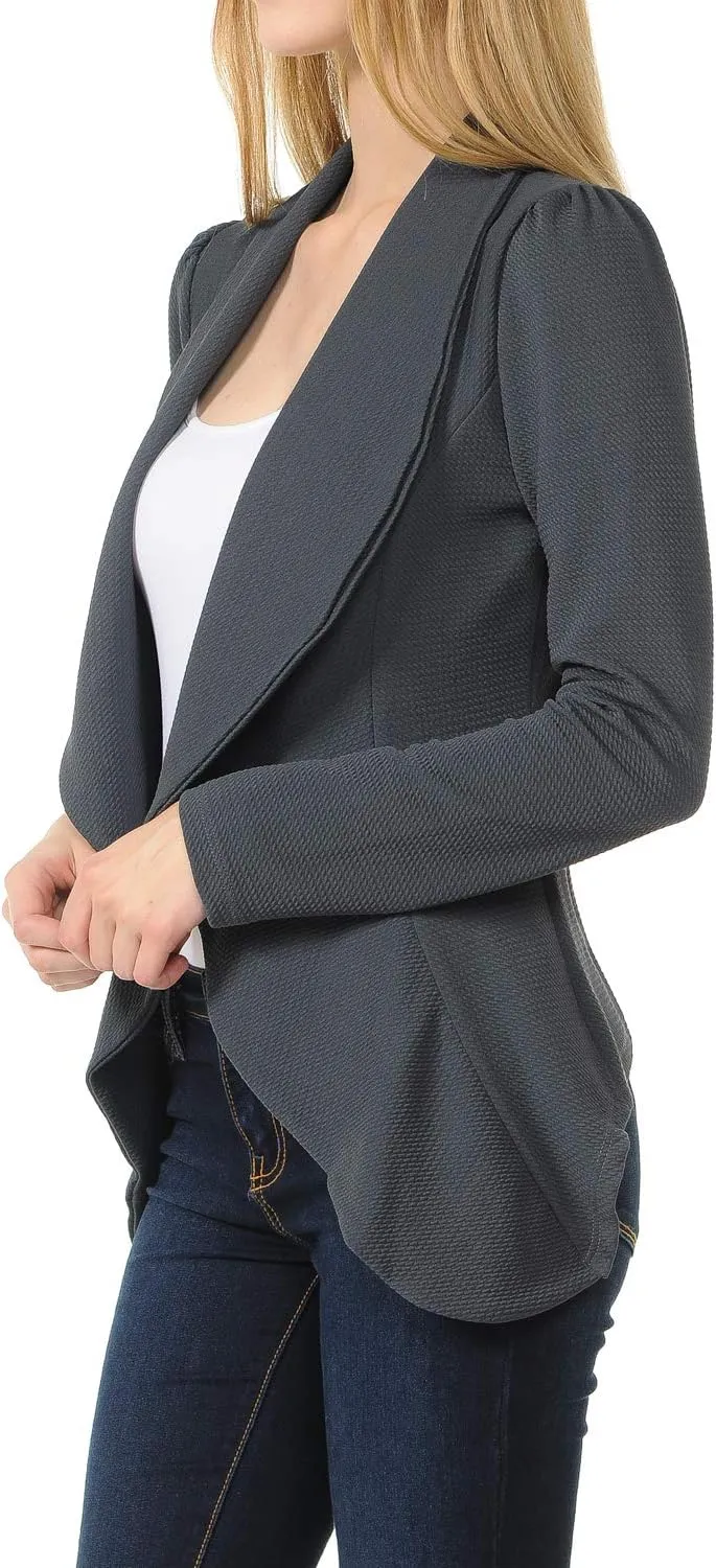 Women's Long Sleeve Classic Draped Open Front Lightweight Blazer(S-3XL)
