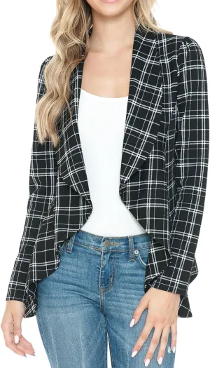 Women's Long Sleeve Classic Draped Open Front Lightweight Blazer(S-3XL)