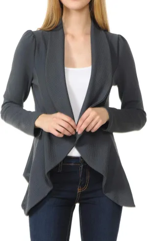 Women's Long Sleeve Classic Draped Open Front Lightweight Blazer(S-3XL)