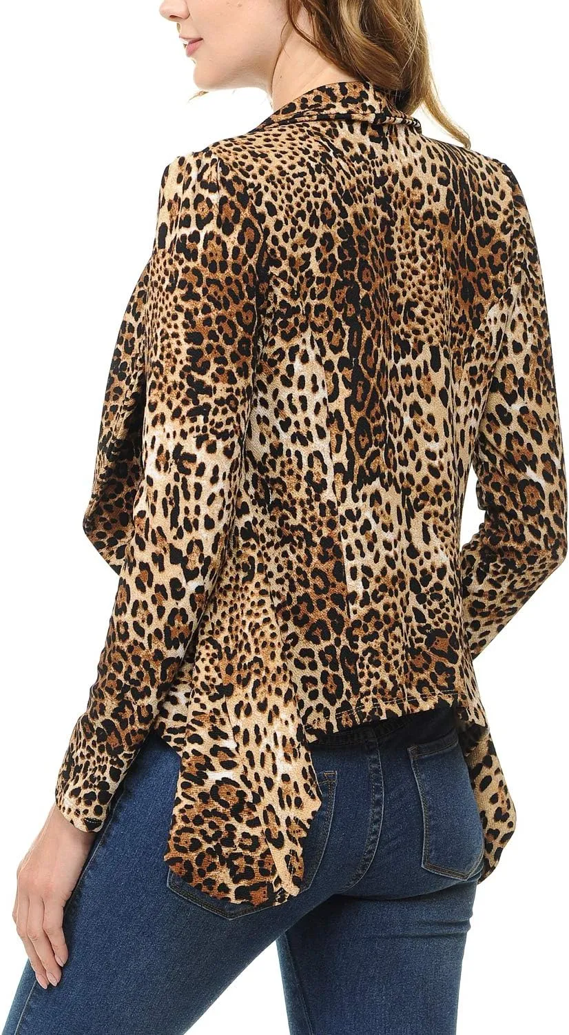 Women's Long Sleeve Classic Draped Open Front Lightweight Blazer(S-3XL)