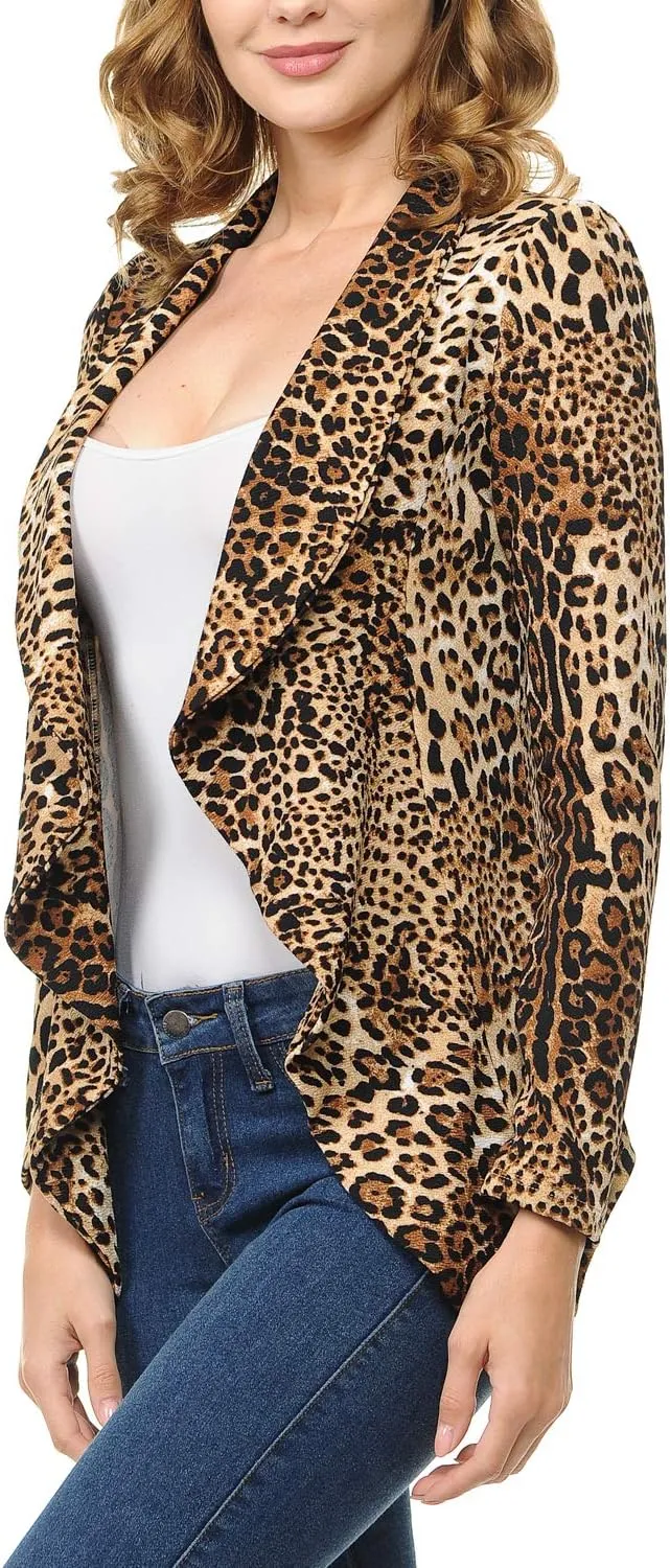 Women's Long Sleeve Classic Draped Open Front Lightweight Blazer(S-3XL)