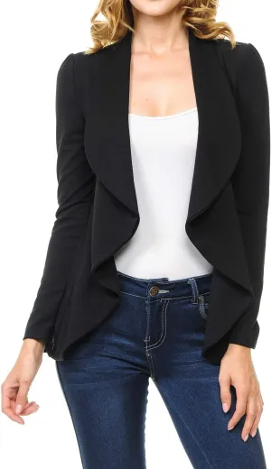 Women's Long Sleeve Classic Draped Open Front Lightweight Blazer(S-3XL)