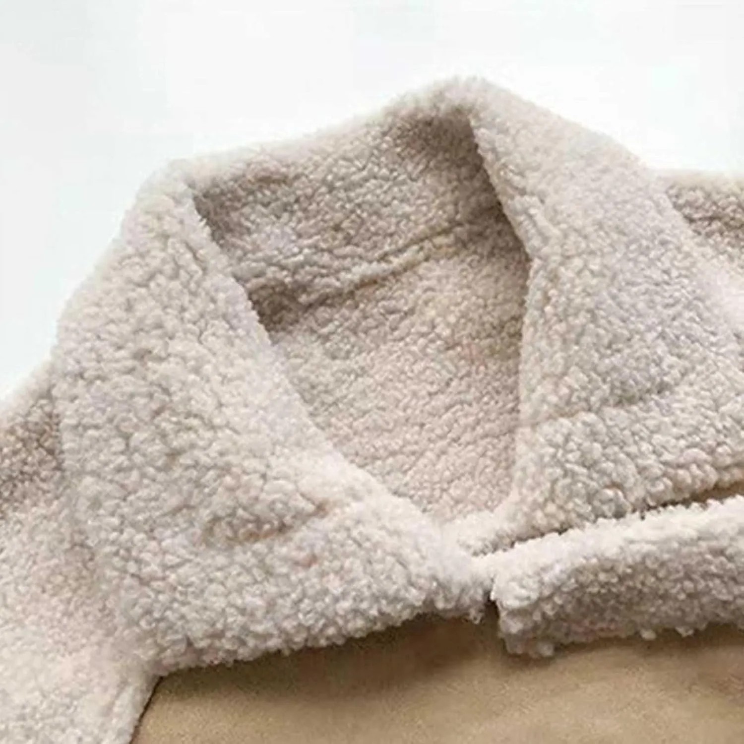 Women's Oversize Winter Suede Sherpa Leather Jacket Zip Up Thick Lambwool Fur Coat with Pockets Warm Fleece Outwear