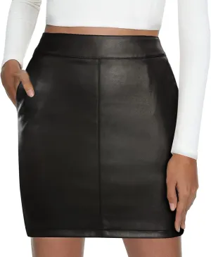Women's Pleated A-Line Flared Maxi Skirts Women's Comfortable Fashion Basic High Waist Faux Leather Midi Skirt