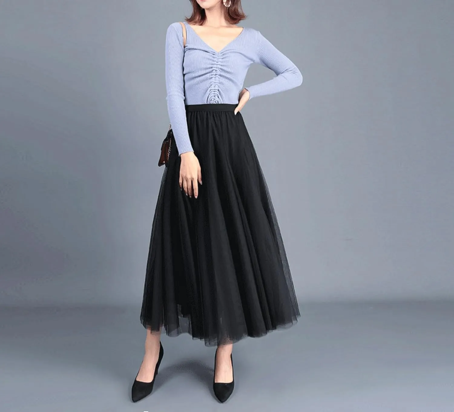 Women's Pleated Skirt, Spring and Summer High-Waisted Models, Adjustable Elastic Band, Breathable and Comfortable