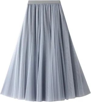 Women's Pleated Skirt, Spring and Summer High-Waisted Models, Adjustable Elastic Band, Breathable and Comfortable