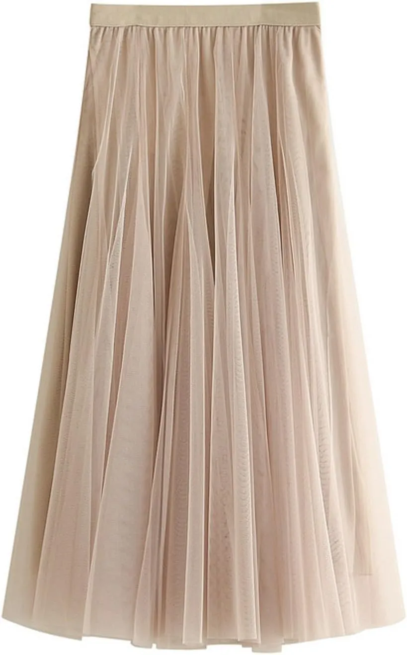 Women's Pleated Skirt, Spring and Summer High-Waisted Models, Adjustable Elastic Band, Breathable and Comfortable