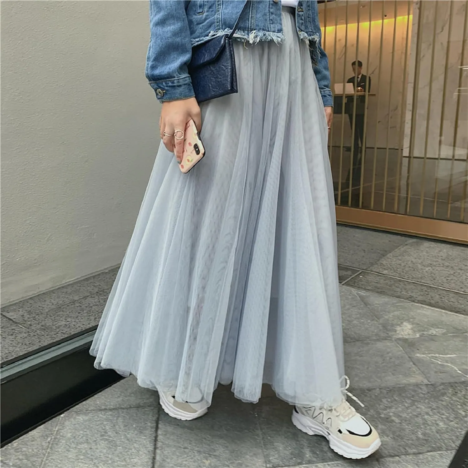 Women's Pleated Skirt, Spring and Summer High-Waisted Models, Adjustable Elastic Band, Breathable and Comfortable