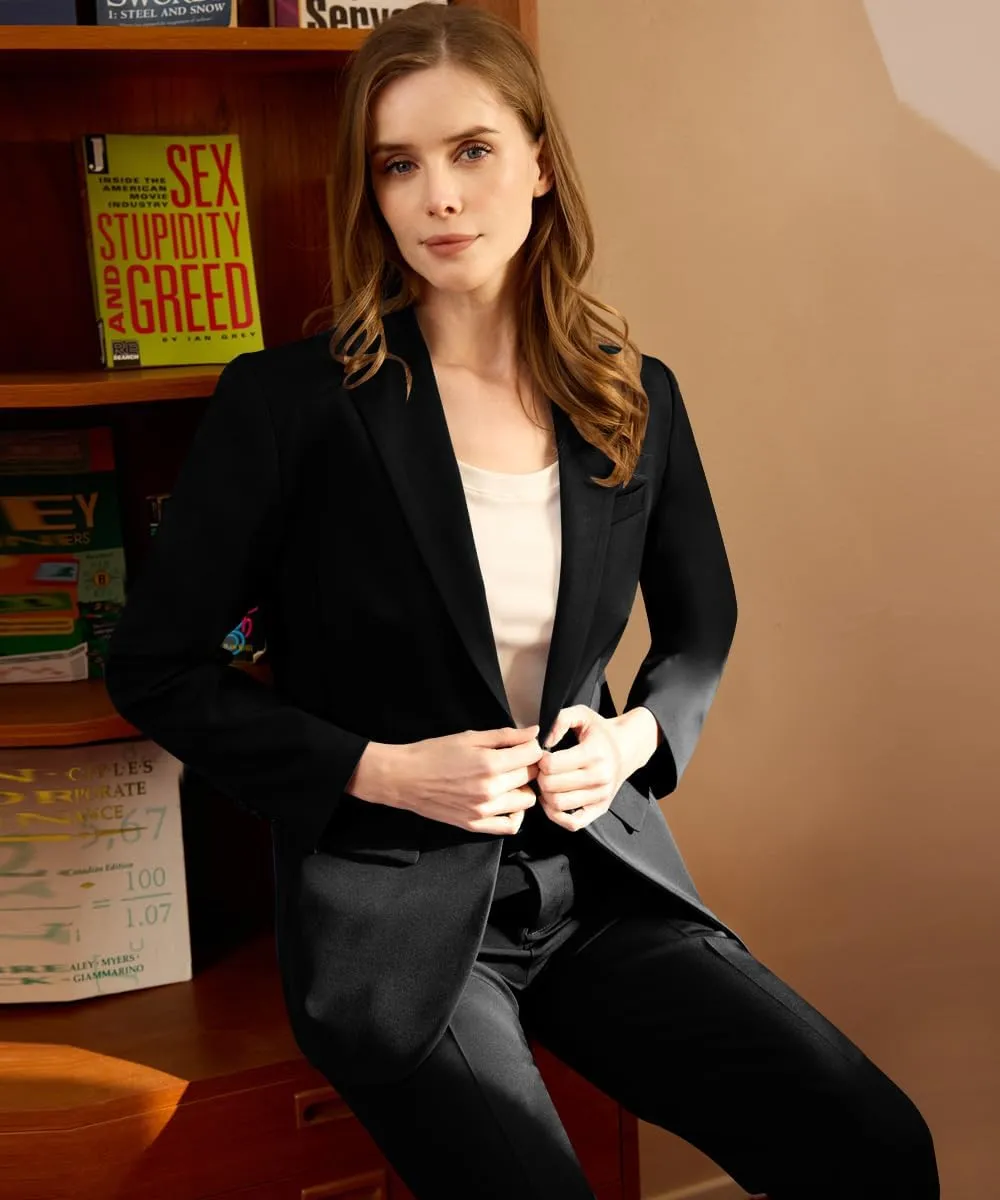 Women's Professional Suit 2 Piece Slim Fit Outfit Business Office Work Tuxedo Blazer Pants Suits
