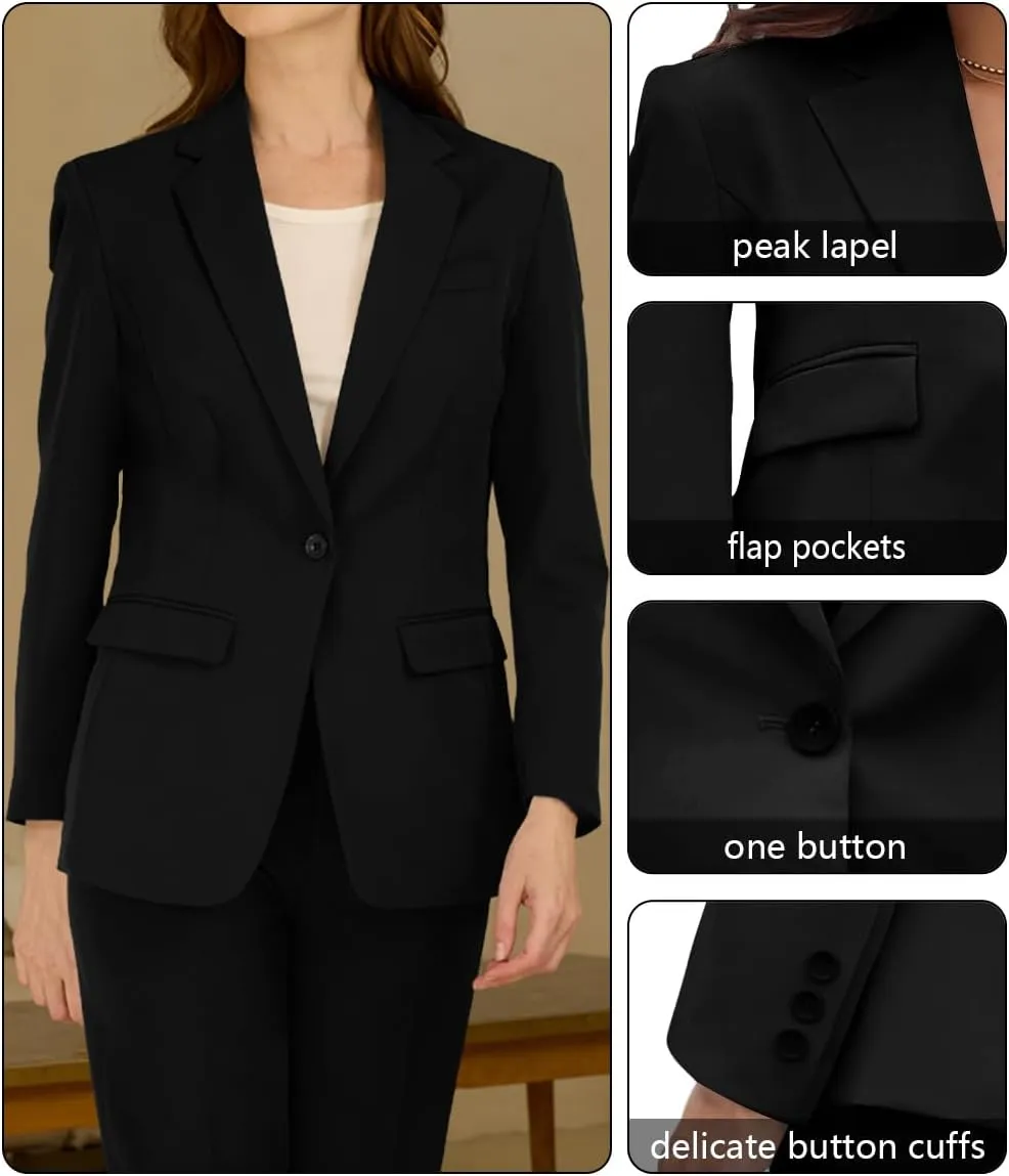 Women's Professional Suit 2 Piece Slim Fit Outfit Business Office Work Tuxedo Blazer Pants Suits