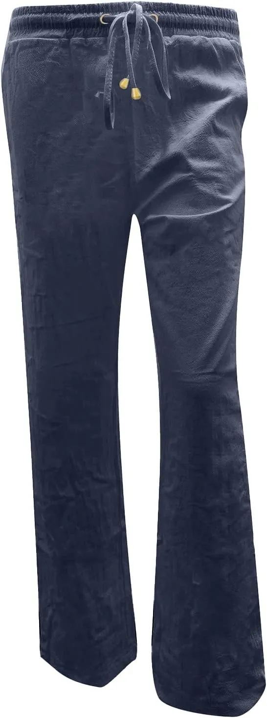 Women's Straight Solid Color Trousers Elastic Drawstring High Waist Casual Comfortable Pants for Daily Wear
