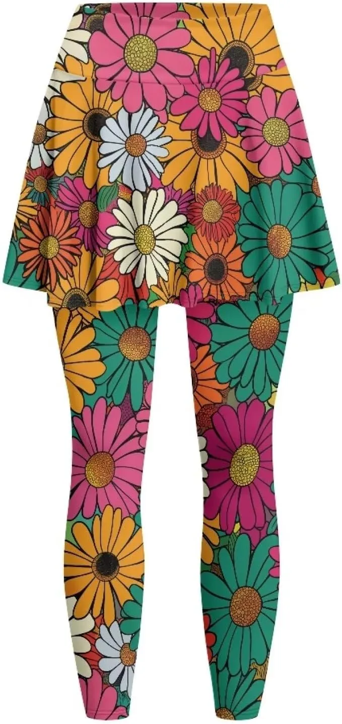 Women's Tennis Leggings with Skirts and Pockets - Soft, Comfortable Athletic Skirt with Leggings