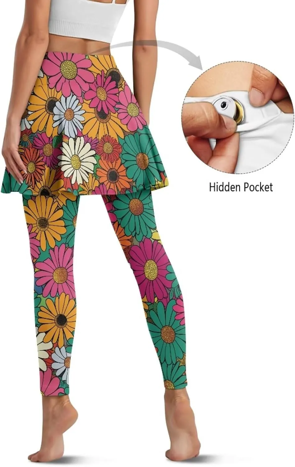 Women's Tennis Leggings with Skirts and Pockets - Soft, Comfortable Athletic Skirt with Leggings