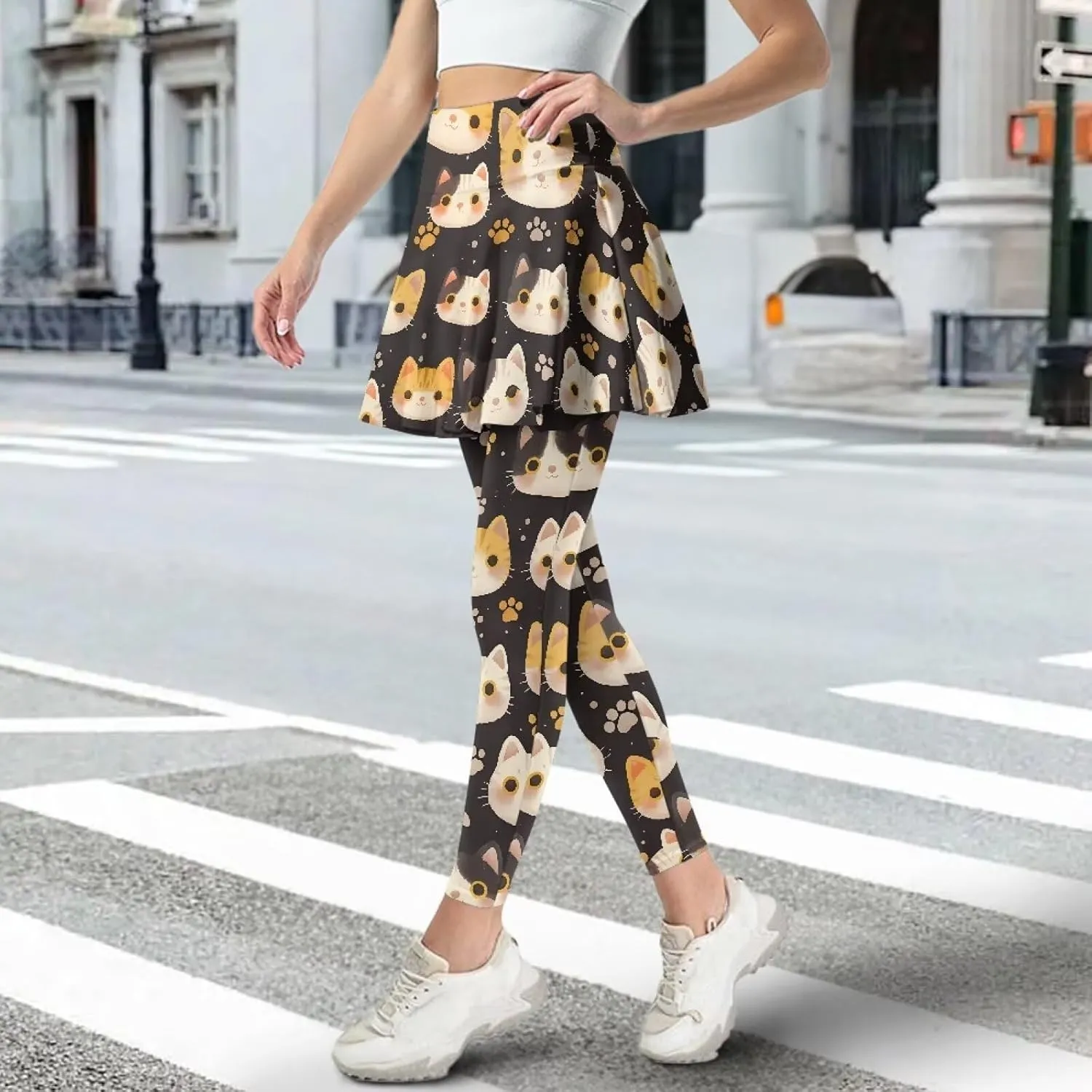 Women's Tennis Leggings with Skirts and Pockets - Soft, Comfortable Athletic Skirt with Leggings