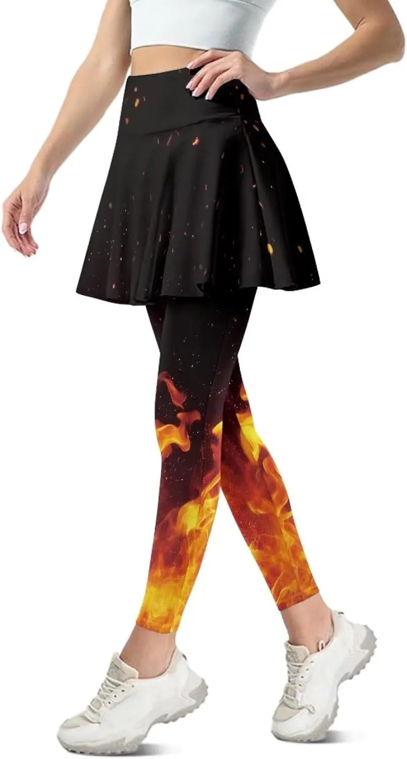 Women's Tennis Leggings with Skirts and Pockets - Soft, Comfortable Athletic Skirt with Leggings