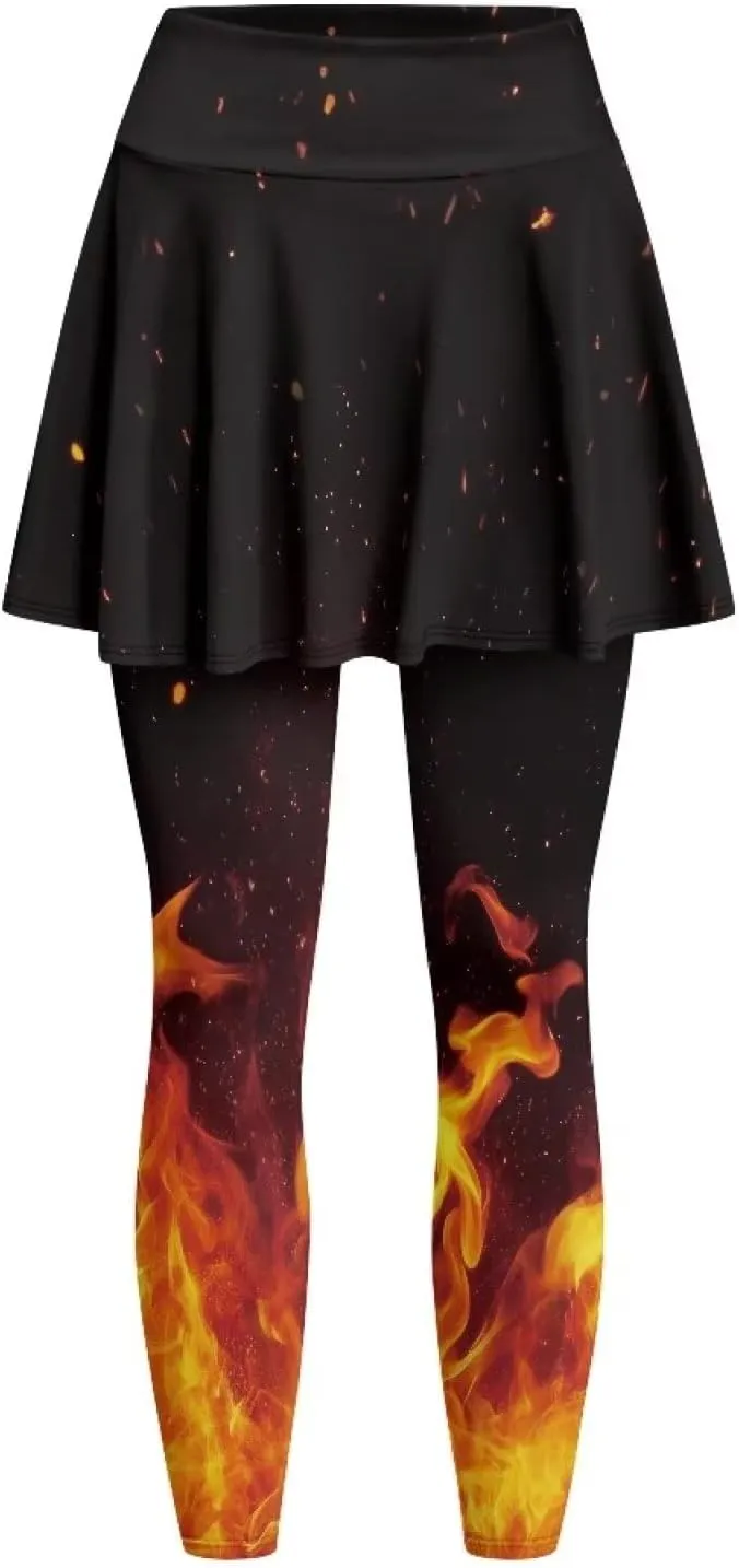 Women's Tennis Leggings with Skirts and Pockets - Soft, Comfortable Athletic Skirt with Leggings
