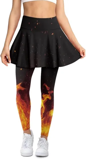Women's Tennis Leggings with Skirts and Pockets - Soft, Comfortable Athletic Skirt with Leggings