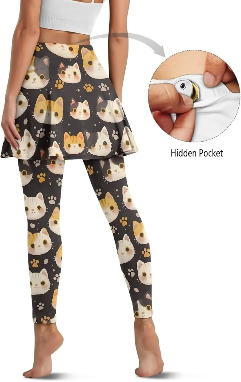 Women's Tennis Leggings with Skirts and Pockets - Soft, Comfortable Athletic Skirt with Leggings