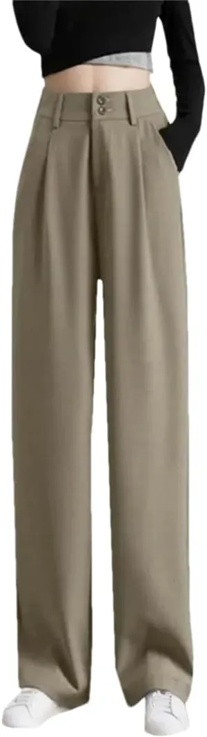 WomenS Wide Leg Pants High Waist Trouser Office Ladies Fashion Loose Suit Trousers