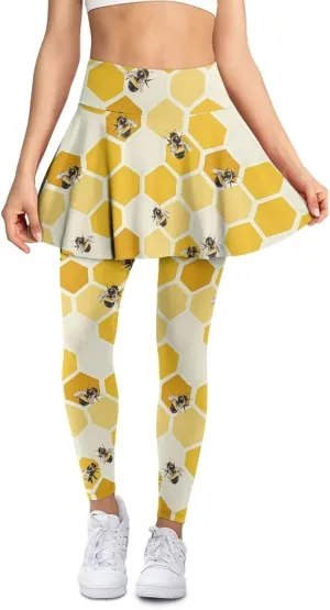 Womens Yoga Leggings with Skirts Tennis Skirts with Breathable Comfortable Skirted XS-3XL