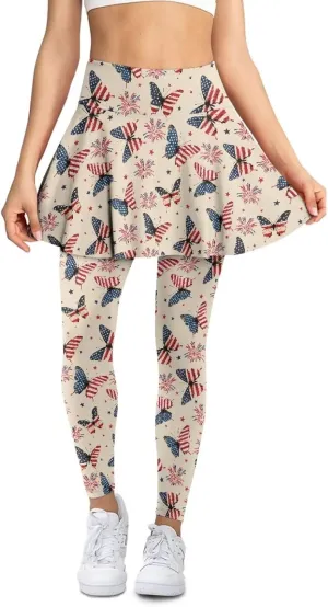 Womens Yoga Leggings with Skirts Tennis Skirts with Breathable Comfortable Skirted XS-3XL