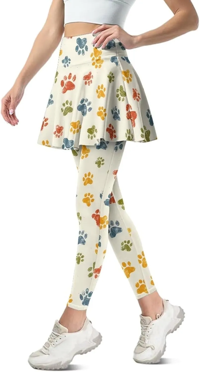 Womens Yoga Leggings with Skirts Tennis Skirts with Breathable Comfortable Skirted XS-3XL