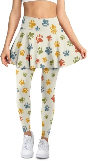 Womens Yoga Leggings with Skirts Tennis Skirts with Breathable Comfortable Skirted XS-3XL