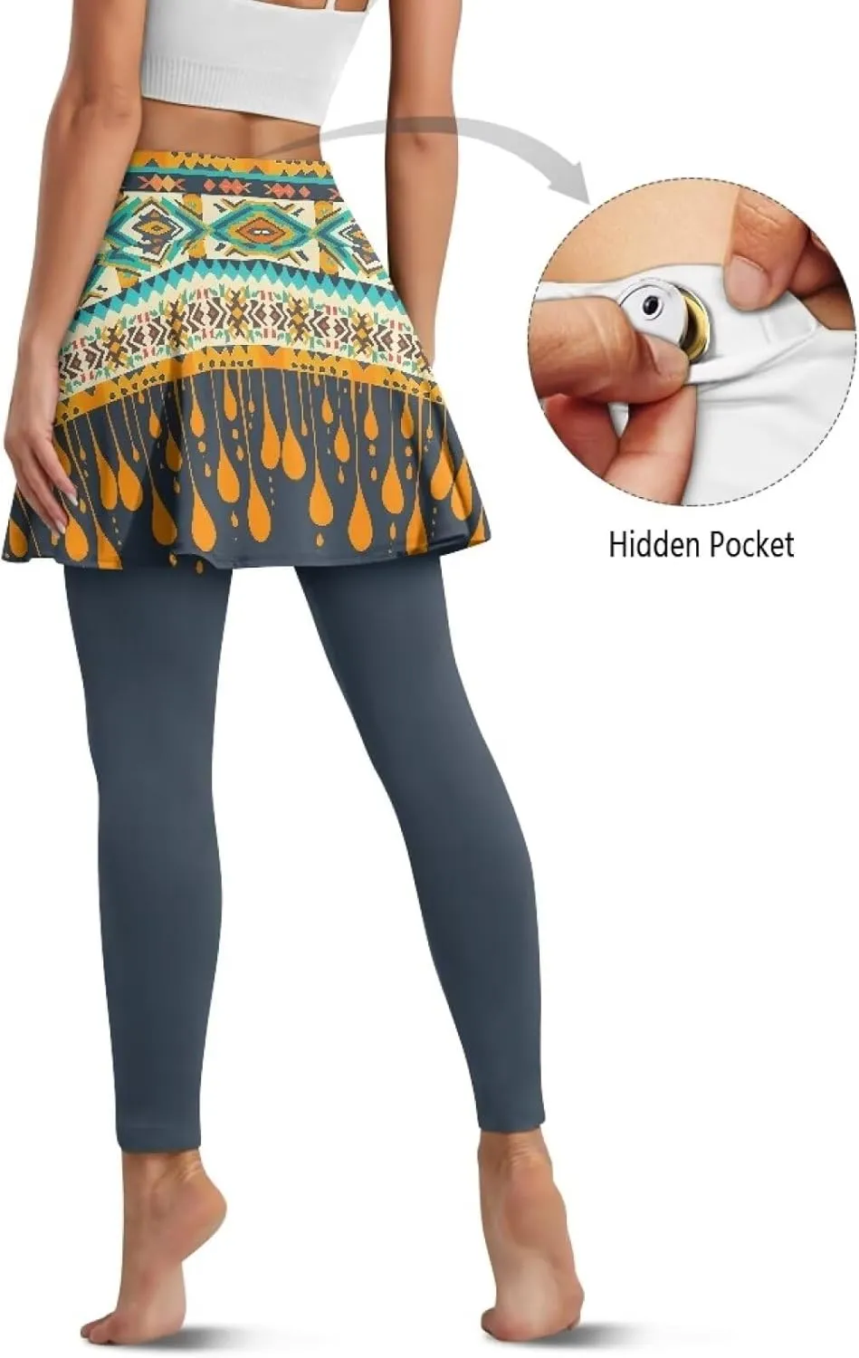Womens Yoga Leggings with Skirts Tennis Skirts with Breathable Comfortable Skirted XS-3XL