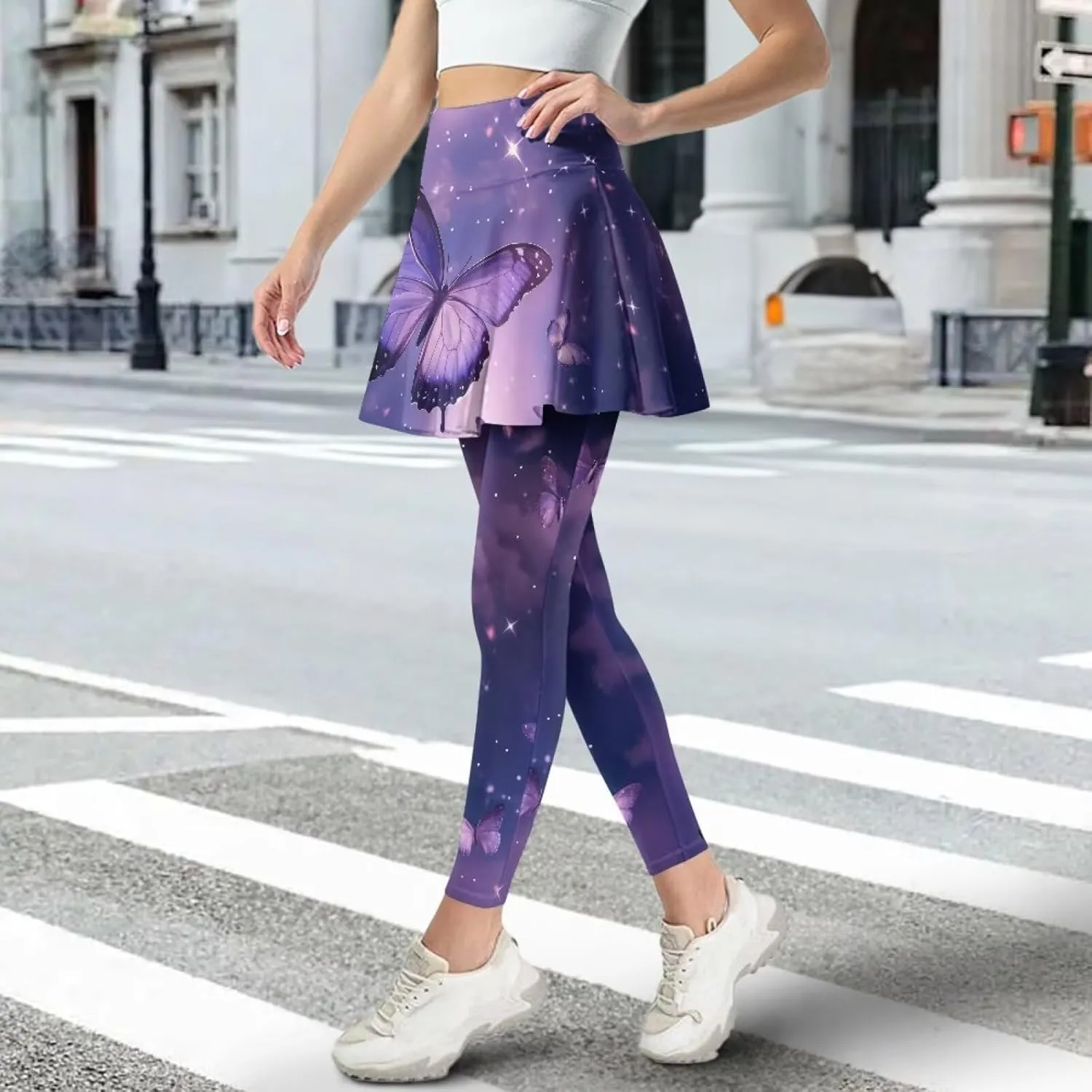 Womens Yoga Leggings with Skirts Tennis Skirts with Breathable Comfortable Skirted XS-3XL
