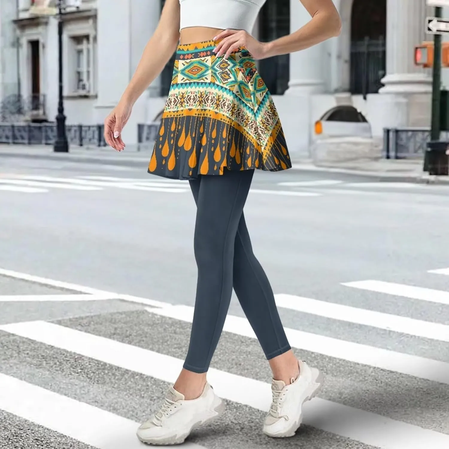 Womens Yoga Leggings with Skirts Tennis Skirts with Breathable Comfortable Skirted XS-3XL