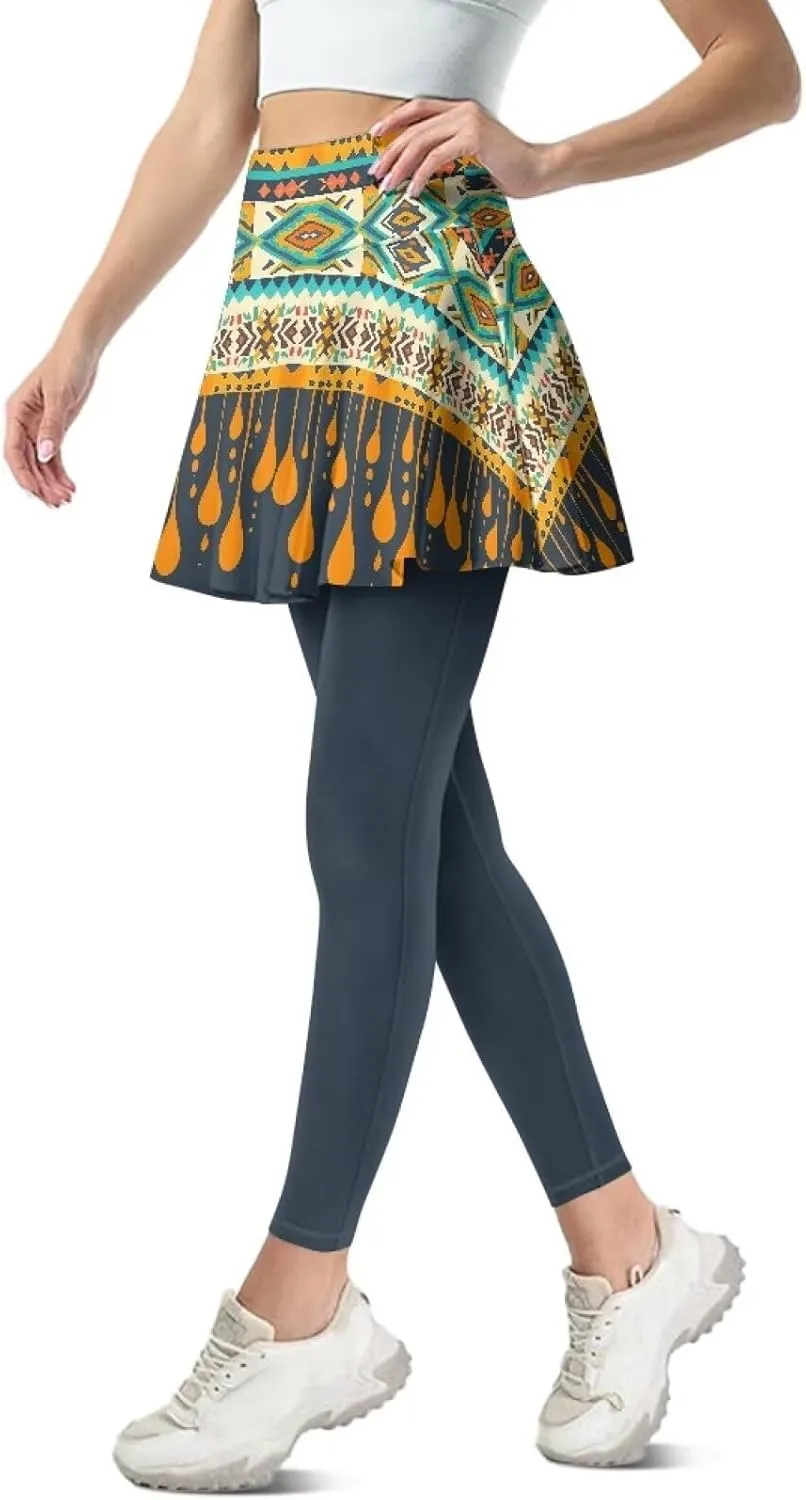 Womens Yoga Leggings with Skirts Tennis Skirts with Breathable Comfortable Skirted XS-3XL