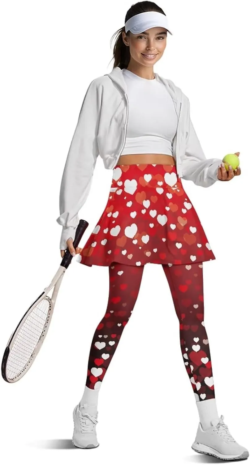 Womens Yoga Leggings with Skirts Tennis Skirts with Breathable Comfortable Skirted XS-3XL