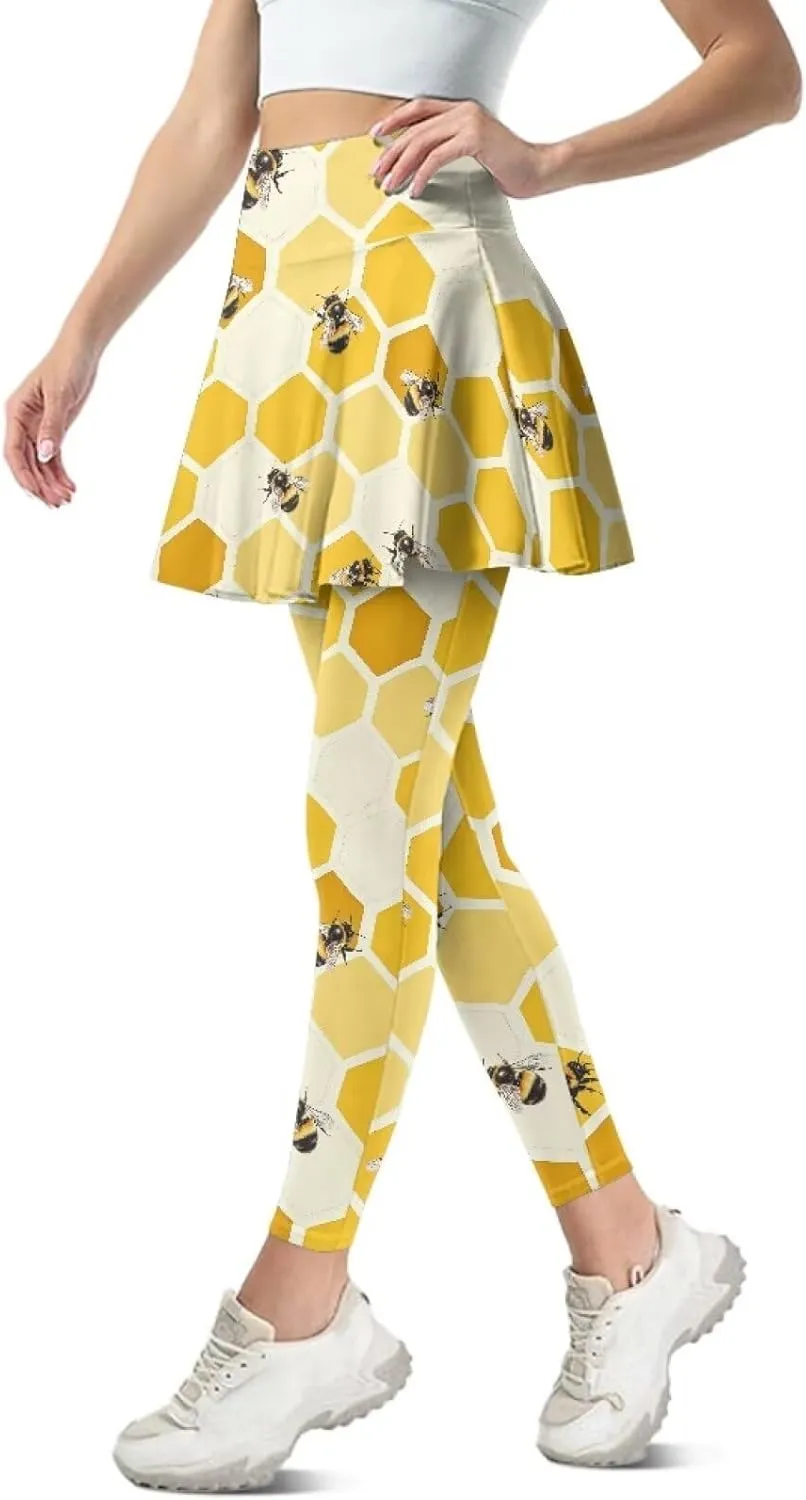 Womens Yoga Leggings with Skirts Tennis Skirts with Breathable Comfortable Skirted XS-3XL