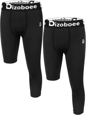 Youth Boys Compression Pants One Leg 3/4 Leggings for Sports Kids Basketball Tights Baseball Football Pants