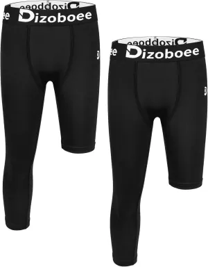 Youth Boys Compression Pants One Leg 3/4 Leggings for Sports Kids Basketball Tights Baseball Football Pants