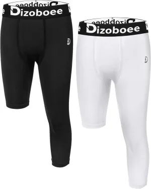 Youth Boys Compression Pants One Leg 3/4 Leggings for Sports Kids Basketball Tights Baseball Football Pants