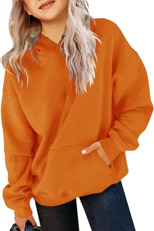 Yuccalley Girls Casual Long Sleeve Hoodies Cute Oversized Fleece Pocket Sweatshirt Tops