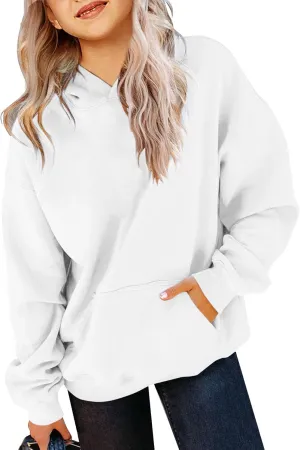 Yuccalley Girls Casual Long Sleeve Hoodies Cute Oversized Fleece Pocket Sweatshirt Tops